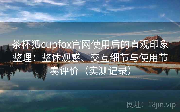 茶杯狐cupfox官网使用后的直观印象整理：整体观感、交互细节与使用节奏评价（实测记录）